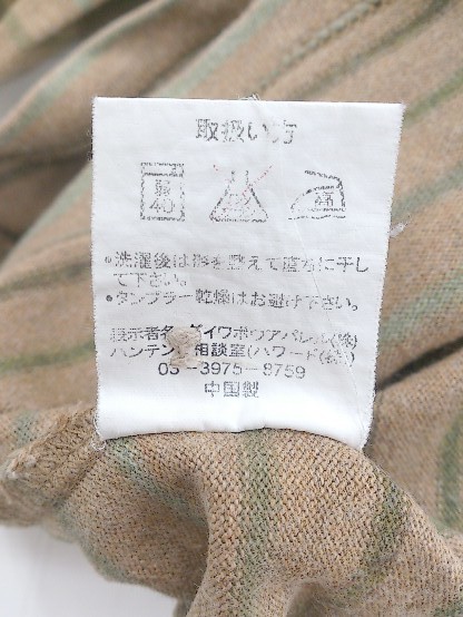 ◇ ◎ HANG TEN ハンテン ボーダー ワンポイント刺繍 五分袖 ポロシャツ サイズL ライトブラウン系 レディース P_画像6