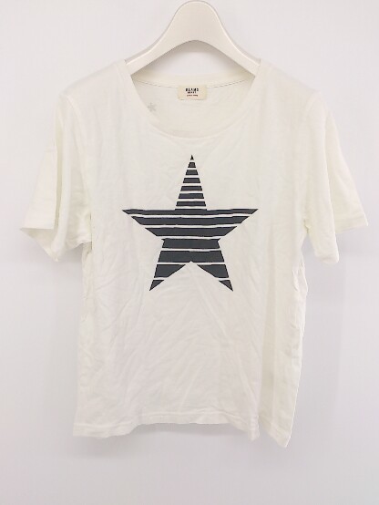 ◇ BEAMS HEART プリント スター 星柄 半袖 Tシャツ カットソー ホワイト系 ブラック レディース P_画像1