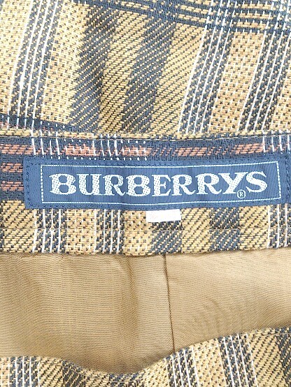 ◇ BURBERRYS バーバリーズ リネン100% チェック 膝下丈 タイト スカート サイズ15BR イエロー系 マルチ レディース P_画像4