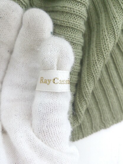 ◇ RAY CASSIN レイカズン 透かし編み フレンチスリーブ ニット カットソー サイズF カーキ レディース P_画像4