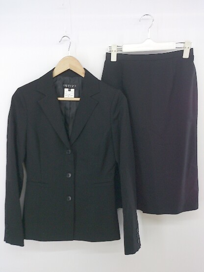 * INDIVI Indivi 3B knees height single skirt suit setup size 38 black lady's P