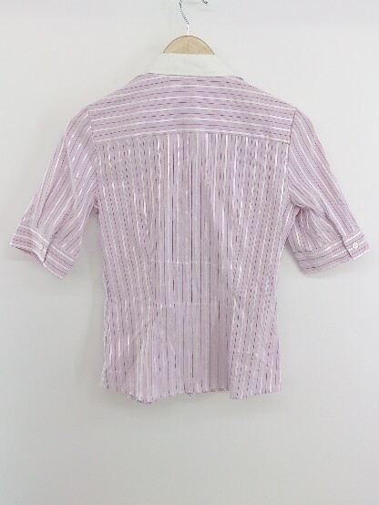 ◇ NARA CAMICIE ナラカミーチェ 総柄 半袖 シャツ ブラウス サイズ1 ピンク ホワイト レディース P_画像3