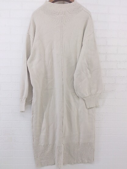 ◇ THE SHOP TK ザ ショップ ティーケー モックネック 長袖 ロング ニット ワンピース サイズL ベージュ レディース P_画像3