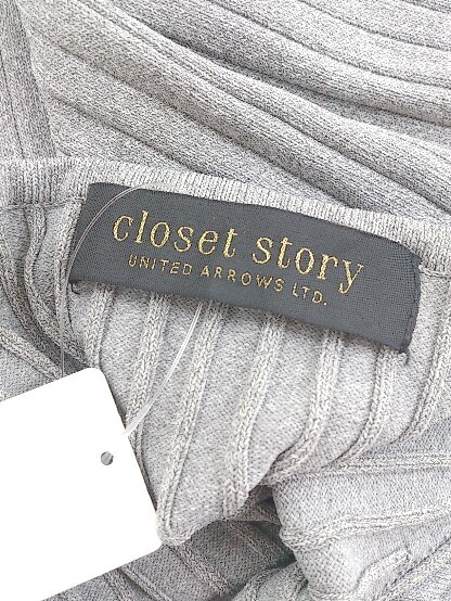 ◇ closet story UNITED ARROWS リブニット ノースリーブ 膝丈 ワンピース グレー レディース P_画像4