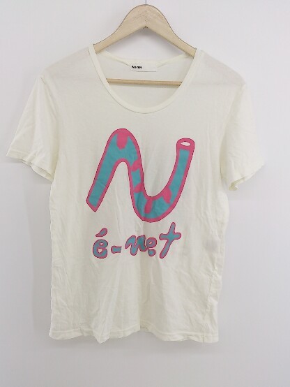 * Ne-net Ne-Net принт короткий рукав футболка cut and sewn размер 3 слоновая кость розовый серия женский P