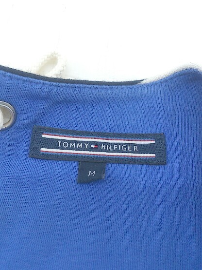 ◇ TOMMY HILFIGER トミーヒルフィガー ボーダー 八分袖 Tシャツ カットソー サイズM ネイビー アイボリー系 レディース E_画像4