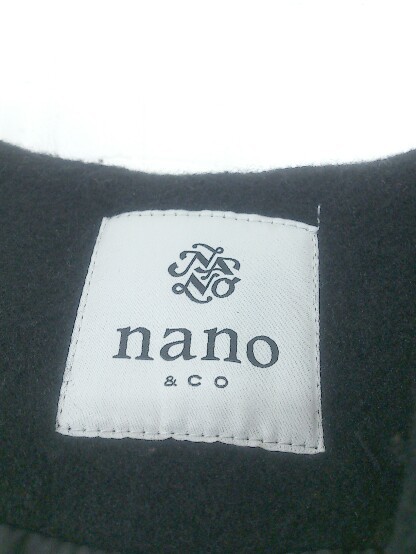 ■ ◎ nano&co ナノアンドコー nano universe 長袖 ノーカラーコート サイズ36 ブラック レディース P_画像4