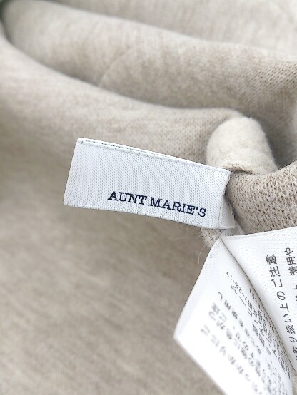 ◇ Aunt Marie's アントマリーズ パイピング ノーカラー 長袖 コート サイズF ベージュ系 ブラック レディース P_画像4