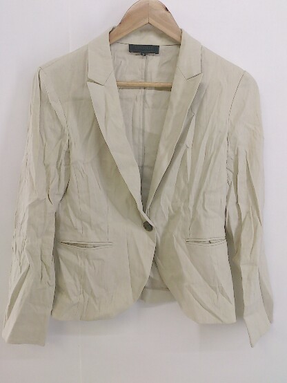 ◇ UNTITLED アンタイトル リネン混 長袖 テーラードジャケット サイズ 3 ベージュ レディース P_画像2