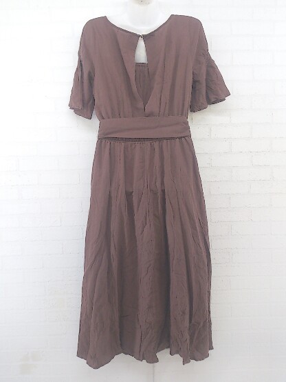 * * natural couture natural kchu-ru. minute sleeve long One-piece size F brown group lady's P