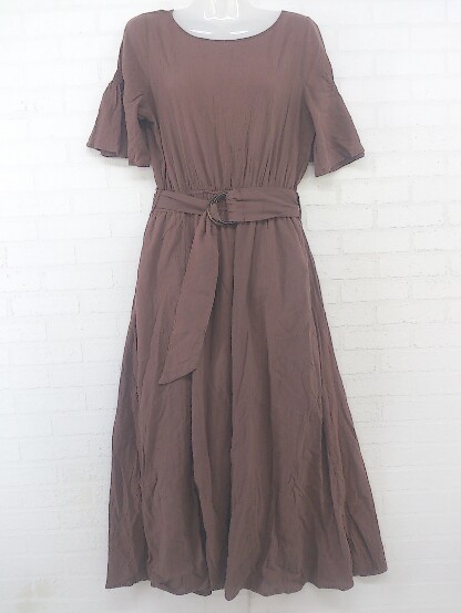 * * natural couture natural kchu-ru. minute sleeve long One-piece size F brown group lady's P