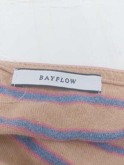 ◇ BAYFLOW ベイフロー ボーダー 長袖 Tシャツ カットソー サイズ3 オレンジ ブルー レッド レディース P_画像4