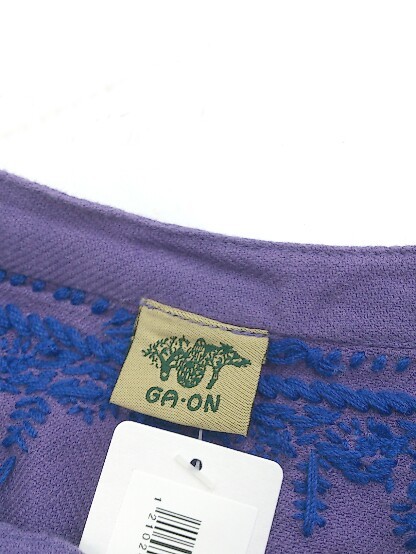 ◇ GA-ON ガーオン 刺繍 長袖 シャツ ブラウス パープル ブルー レディース P_画像4