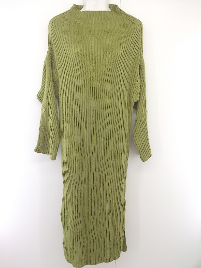 * natural couture натуральный kchu-rumok шея длинный рукав колени внизу длина вязаный One-piece зеленый женский P