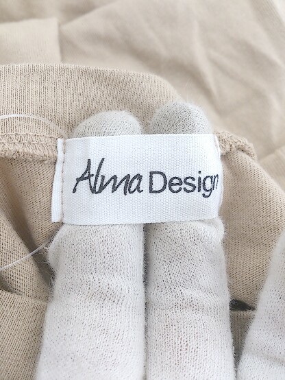 ◇ Alma Design アルマデザイン 半袖 膝下丈 ワンピース サイズM ベージュ系 レディース P_画像4