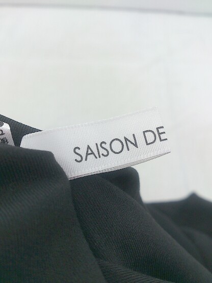 ◇ SAISON DE PAPILLON セゾンドパピヨン バックジップ 半袖 膝下丈 ワンピース サイズS ブラック レディース P_画像4