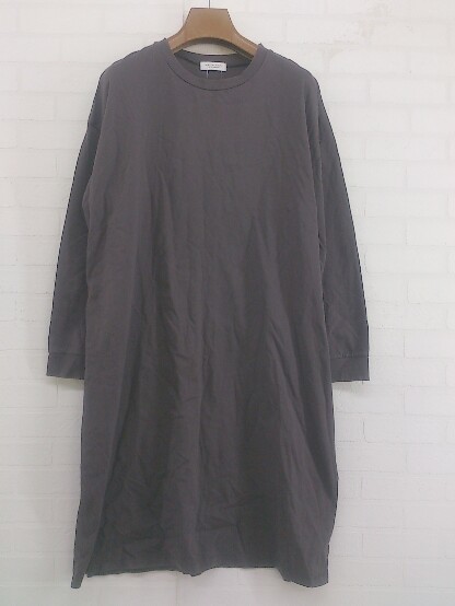 ◇ BEAUTY & YOUTH UNITED ARROWS サイドスリット 長袖 膝丈 ワンピース チャコールグレー系 レディース P_画像2