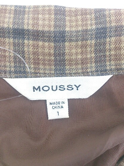 ◇ MOUSSY マウジー チェック オープンカラー 長袖 ロング ワンピース サイズ1 ブラウン レディース P_画像4