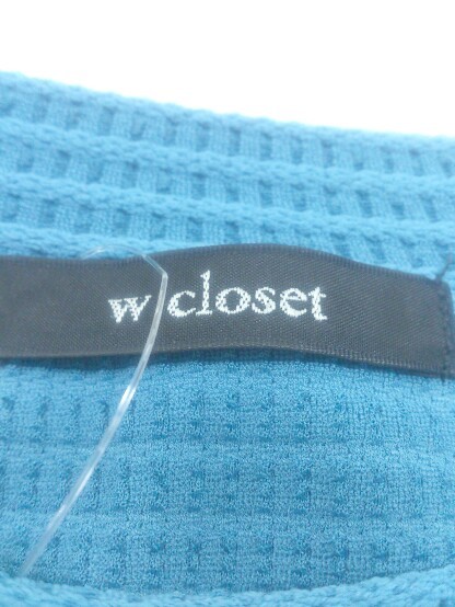 ◇ w closet ダブルクローゼット フェイクレイヤード 半袖 ロング ワンピース サイズF ブルー レディース P_画像4