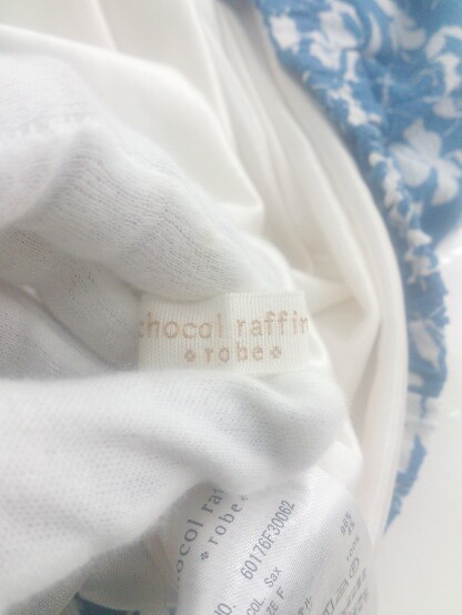 ◇ chocol raffine robe ウエストゴム ボタニカル パンツ サイズF ブルー ホワイト系 レディース P_画像4