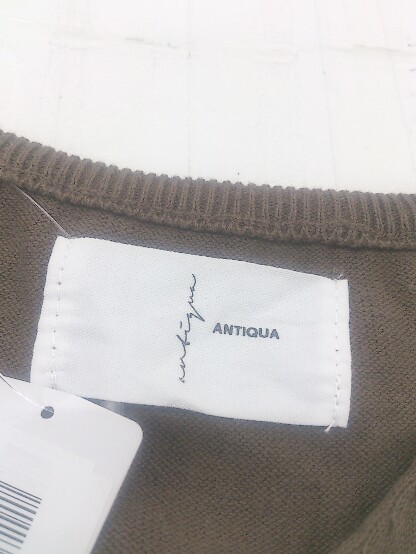◇ antiqua アンティカ コットンニット 長袖 カットソー サイズS ブラウン系 レディース P_画像4