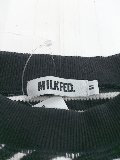 ◇ MILKFED ミルクフェド コットンニット ボーダー 長袖 カットソー サイズＭ ブラック ホワイト レディース P_画像4