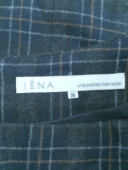 ◇ IENA イエナ チェック 膝下丈 タイト ナロー スカート サイズ36 ブラック ネイビー マルチ レディース P_画像4