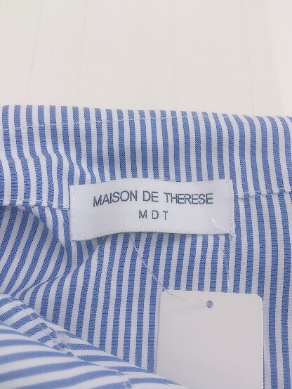 ◇ MAISON DE THERESE メゾン ド テレーズ ストライプ 長袖 シャツ ブラウス ブルー系 ホワイト レディース P_画像4