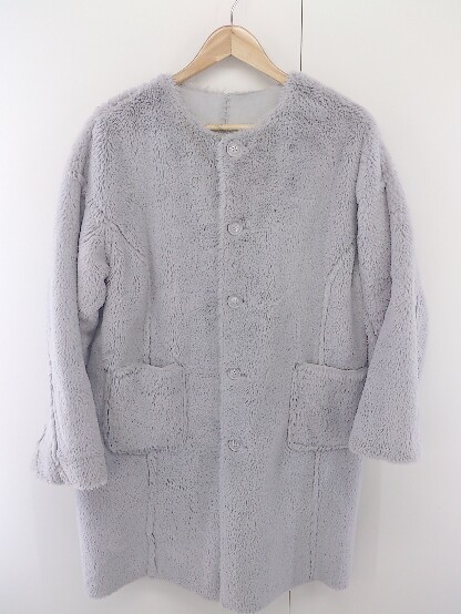 * NICE CLAUP Nice Claup reversible fake fur long sleeve coat size F gray lady's P