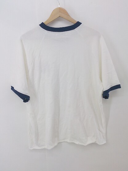 ◇ Discoat ピグメント ワンポイント刺繍 半袖 リンガー Tシャツ カットソー サイズF オフホワイト系 レディース P_画像3