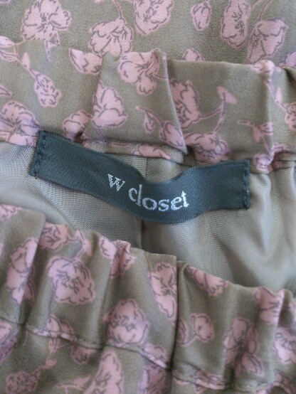 ◇ w closet ダブルクローゼット 総柄 ウエストゴム ロング フレア スカート サイズF ブラウン ピンク レディース P_画像4