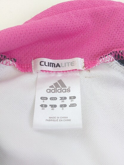 ◇ adidas アディダス ロゴ刺繍 長袖 ジャージ トラック ジャケット サイズS ホワイト系 ピンク系 レディース P_画像4