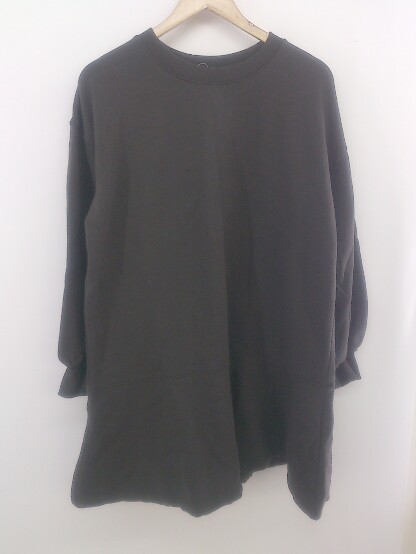 ◇ w closet ダブルクローゼット 裏起毛 長袖 ミニ ワンピース サイズF チャコールグレー系 レディース P_画像1