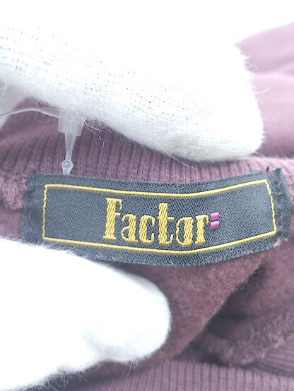 ◇ Factor= 裏起毛 プリント スウェット 長袖 膝下丈 ワンピース ボルドー系 ブラウン系 レディース P_画像4