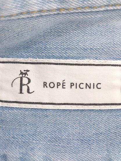 ◇ ROPE PICNIC ロペピクニック 長袖 膝丈 デニムシャツ ワンピース サイズM ブルー レディース P_画像4