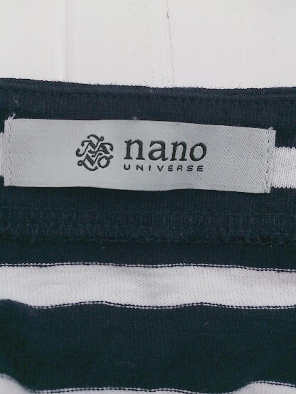 ◇ nano universe ナノ ユニバース ボーダー 半袖 Tシャツ カットソー サイズF ネイビー ホワイト レディース Pの画像4