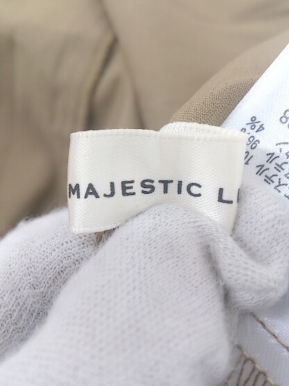 ◇ ◎ MAJESTIC LEGON チェック 長袖 膝下丈 ワンピース サイズS ベージュ ブラウン マルチ レディース P_画像4