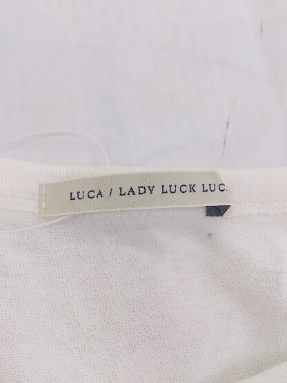 ◇ LUCA/LADY LUCK LUCA 切り替え 七分袖 Tシャツ カットソー サイズ38 ホワイト系 グレー レディース P_画像4