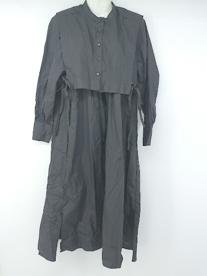 ◇ ITEMS URBAN RESEARCH 2WAY レイヤード風 長袖 膝下丈 ワンピース サイズF チャコールグレー系 レディース P_画像1