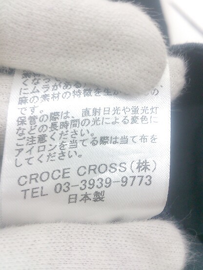 ◇ CROCE CROSS クローチェクロス リネン100％ シンプル ノースリーブ 膝下丈 ワンピース サイズ2 ブラック レディース P_画像5