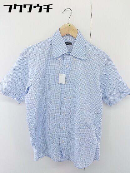 * UNITED ARROWS United Arrows silver chewing gum check short sleeves shirt size M light blue white men's 