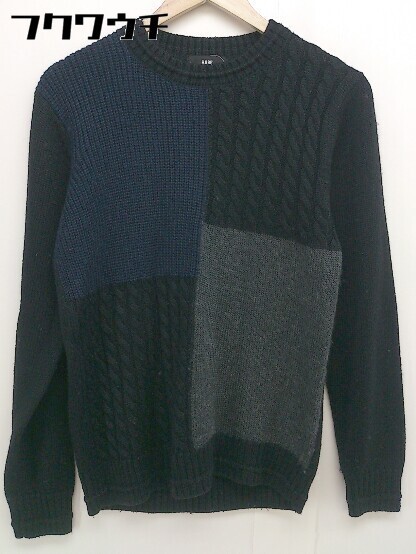 ◇ HARE ハレ ケーブル編み 長袖 ニット セーター サイズS ブラック ネイビー グレー系 メンズ_画像1