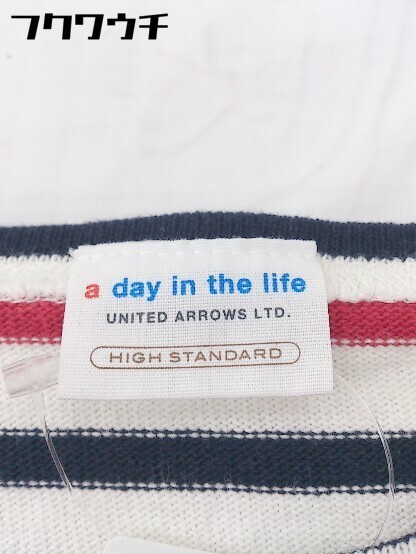 ◇ A day in the life UNITED ARROWS ボーダー 長袖 Tシャツ カットソー サイズ M ホワイト レッド ネイビー メンズ_画像4