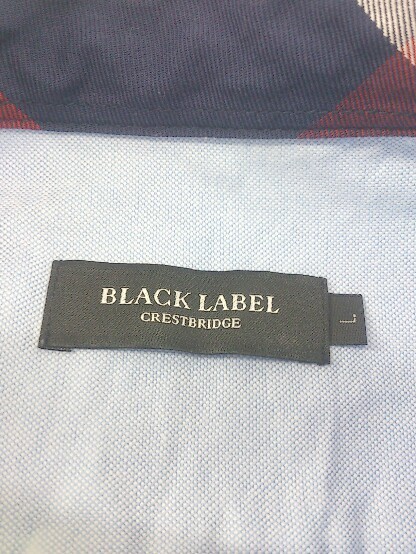 ◇ BLACK LABEL CRESTBRIDGE ブラックレーベルクレストブリッジ ボタンダウン BD 半袖 シャツ サイズL ブルー メンズ P_画像4