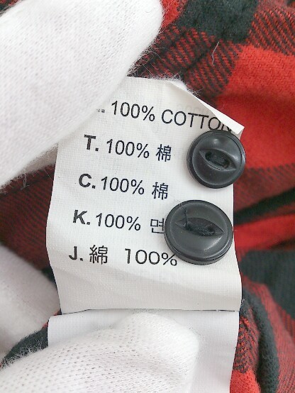 ◇ ◎ Levi's リーバイス チェック コットン100% 長袖 シャツ サイズM レッド ブラック メンズ P_画像5