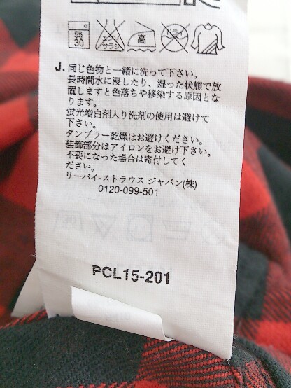 ◇ ◎ Levi's リーバイス チェック コットン100% 長袖 シャツ サイズM レッド ブラック メンズ P_画像6