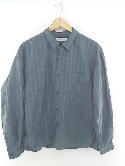 ◇ green label relaxing UNITED ARROWS ストライプ 長袖 シャツ サイズ1 グリーン系 グレー系 ベージュ系 メンズ P_画像2