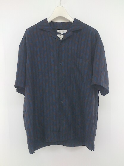 * THE SHOP TK The shop tea ke- total pattern short sleeves shirt size M navy Brown men's P