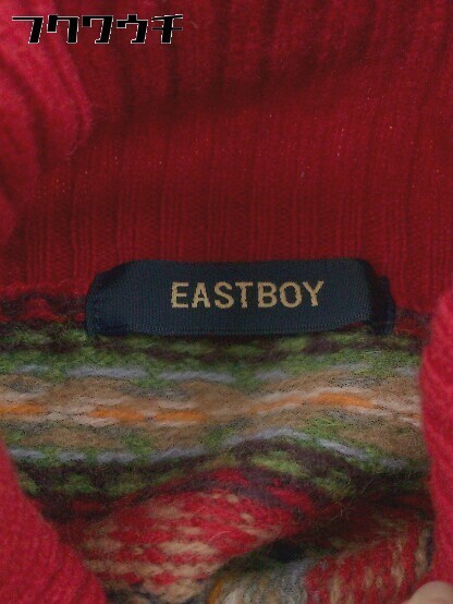 ◇ EASTBOY イーストボーイ タートルネック 長袖 ウール ニット セーター サイズ11 レッド マルチ レディース_画像4