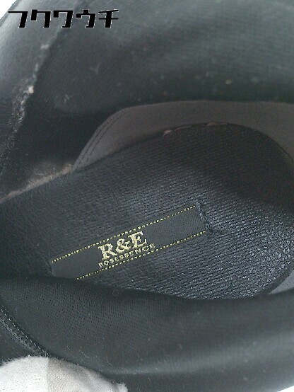◇ R&E アールアンドイー チャンキーヒール サイドジップ ショート ブーツ サイズ約21.5 ブラック レディース_画像5